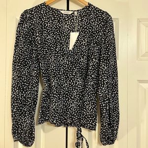 & Other Stories! NEW Wrap Blouse! Black and blue dotted design!